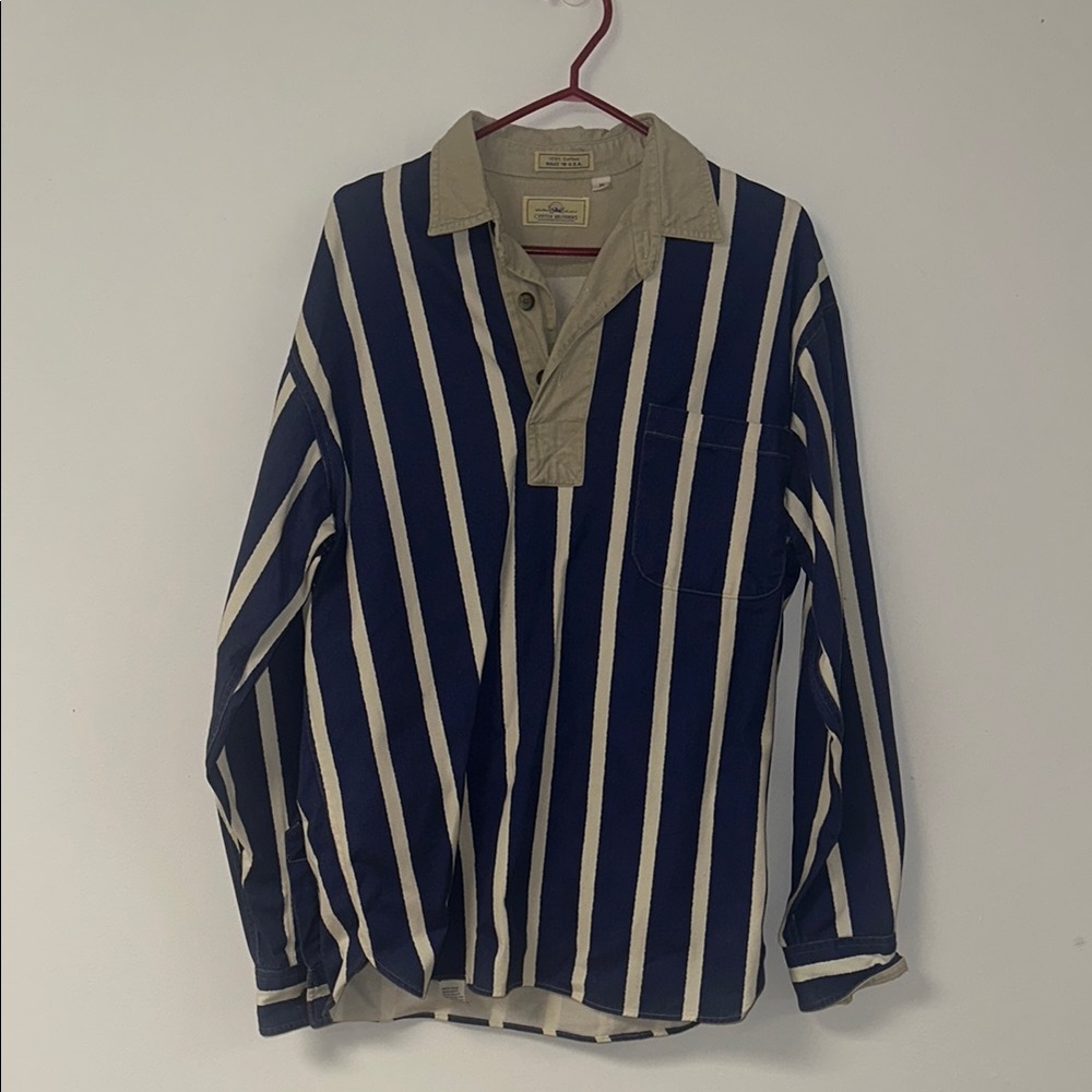 Striped Navy and Cream Women's Top